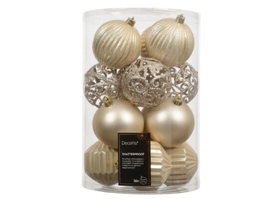 Bombki plastikowe mix 8 cm perłowe 16 szt.