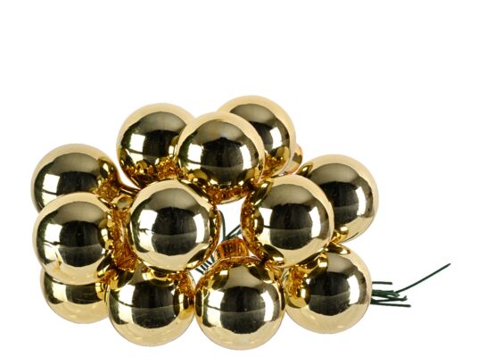 Bombki szklane na drutach połysk 2 cm złote 144 szt.
