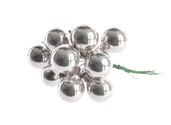 Bombki szklane na drutach połysk 2 cm srebrne 144 szt.