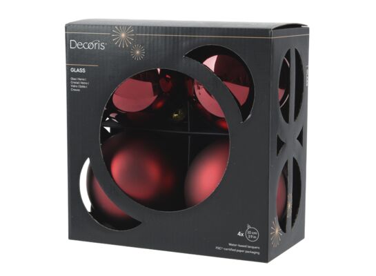 Bombki szklane mix połysk/mat 10 cm bordowy 4 szt.