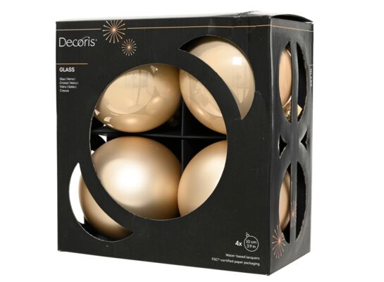 Bombki szklane mix emalia/mat 10 cm perłowy 4 szt.