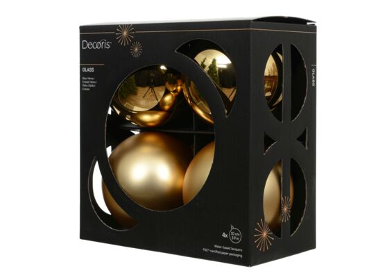 Bombki szklane mix połysk/mat 10 cm złoty 4 szt.