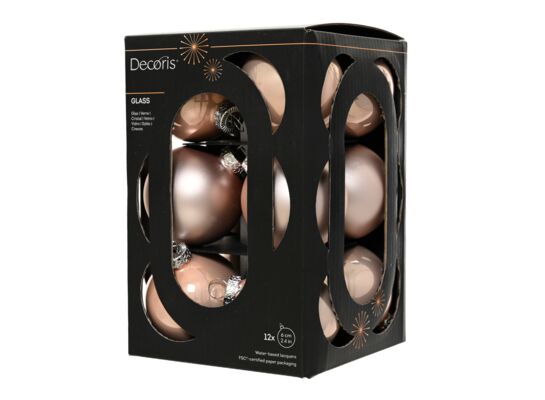 Bombka szklana mix emalia/mat 6 cm różowa 12 szt.