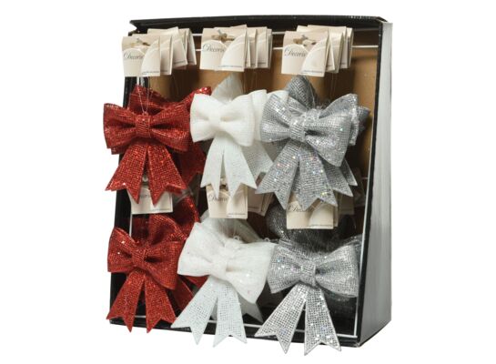 Kokardka plastikowa brokatowa 3 kolory 1 szt.