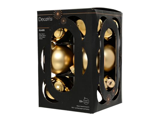 Bombka szklana mix połysk/mat 6 cm złota 12 szt.