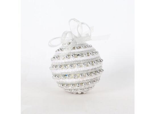 Bombka dekoracyjna styropianowa 10 cm biało-srebrna