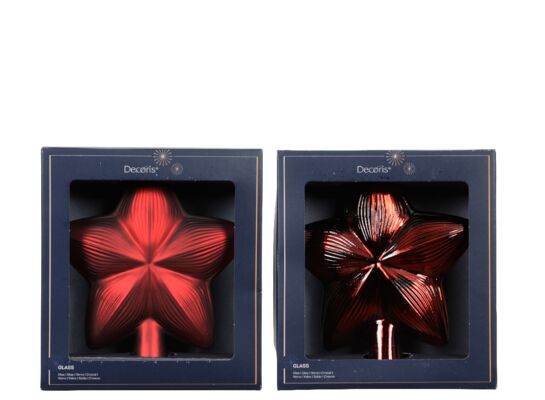 Czubek choinkowy szklany gwiazda 2 wzory bordo 1 szt.