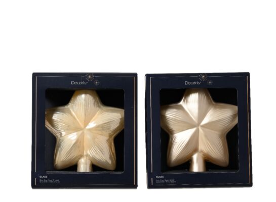 Czubek choinkowy szklany gwiazda 2 wzory perłowy 1 szt.