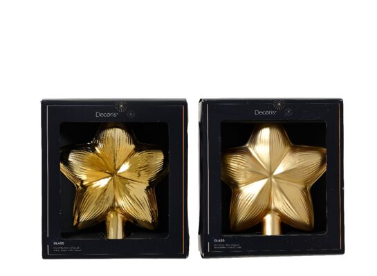 Czubek choinkowy szklany gwiazda 2 wzory złoty 1 szt.