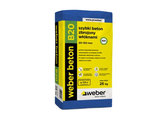 Szybki beton zbrojony włóknami - weber beton B20