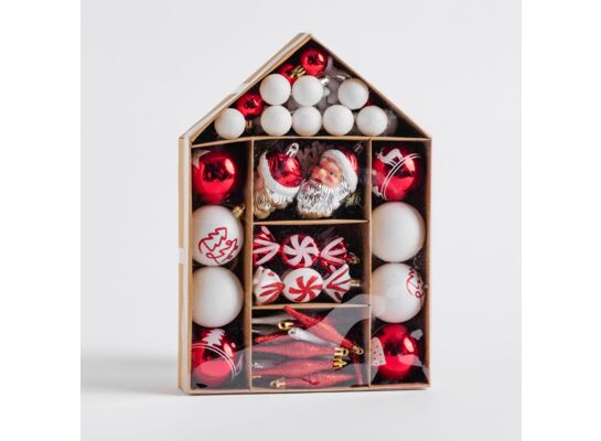 Bombki Festive House komplet 70 szt.biał-czerwony