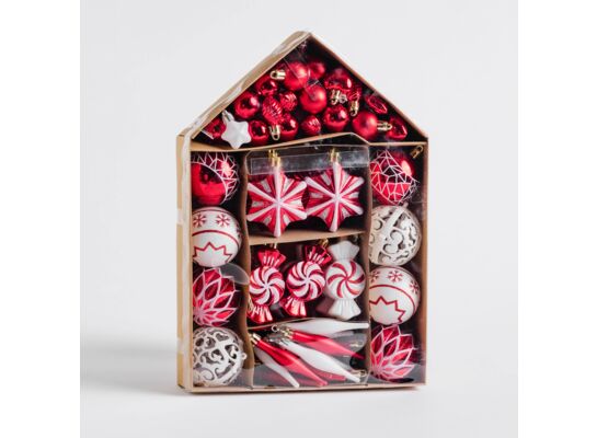 Bombki Festive House komplet 73 szt.czerwony