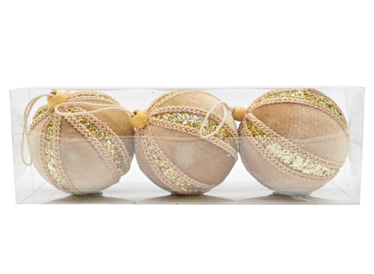 Bombka plastikowa 8 cm złota 3 szt.