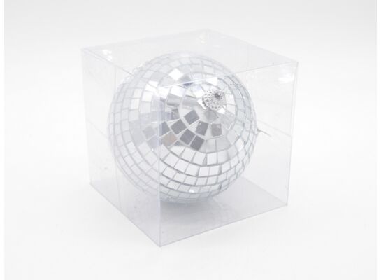 Bombka plastikowa kula disco 15 cm srebrna