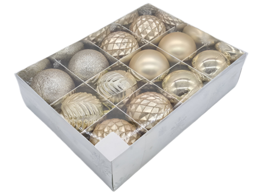 Bombki plastikowe 8 cm szampańskie 12 szt.