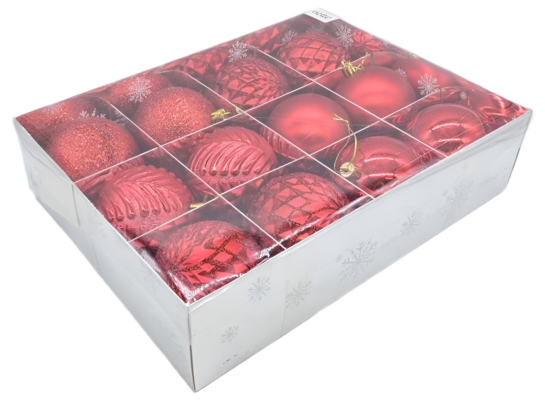 Bombki plastikowe 8 cm czerwone 12 szt.