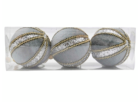 Bombka plastikowa 8 cm szara 3 szt.