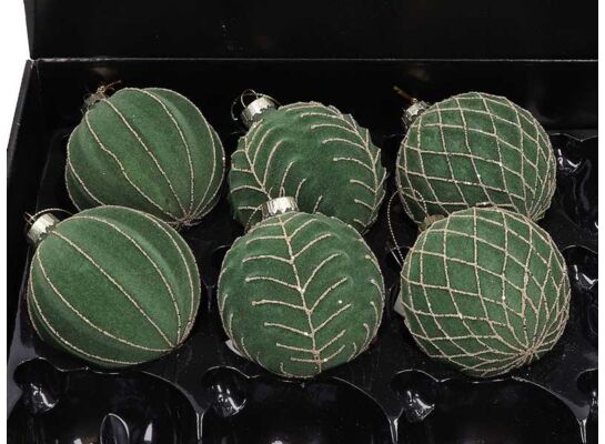 Bombka szklana 9 wzory 8 cm zielona