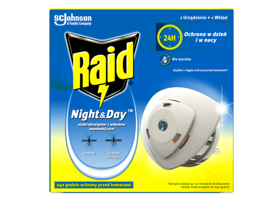Elektrofumigator z wkładem 2,2 ml Raid Night&Day