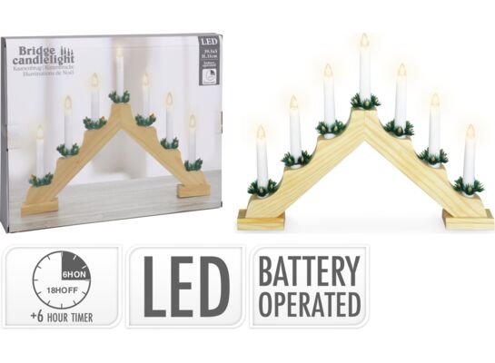 Świecznik adwentowy LED na baterie 33 x 41 cm drewniany
