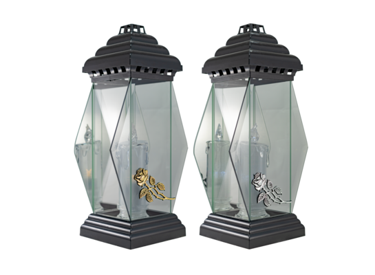 Znicz szklany Lampion diament LED 40 cm mix