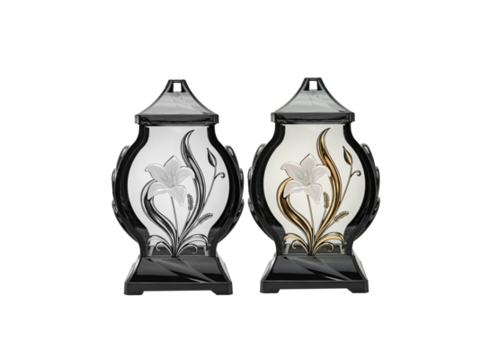 Znicz szklany Lampion lilia 29 cm OBM mix