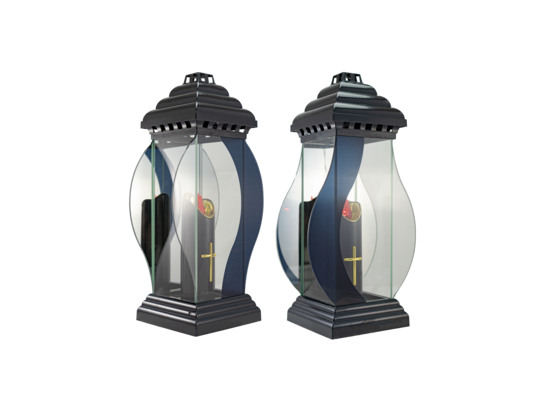 Znicz szklany Lampion napoleon LED 40 cm mix