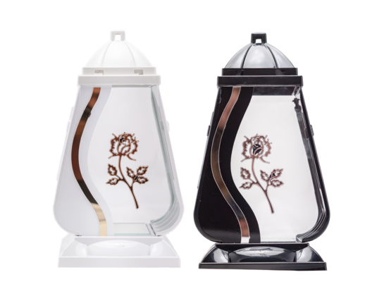 Znicz szklany Lampion róża 29,5 cm mix