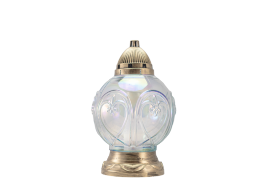 Znicz szklany W 28 tęcza 33 cm złoty