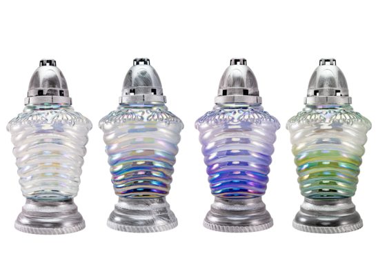 Znicz szklany Waza Ceim kolor 34,5 cm srebrny