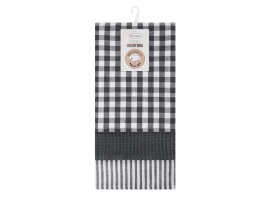 Zestaw 3 ręczników kuchennych Lucy 50 x 70 cm stalowo-białe