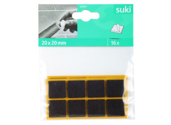 Podkladki filcowe 20 x 20 mm przyklejane brązowe 16 szt. suki