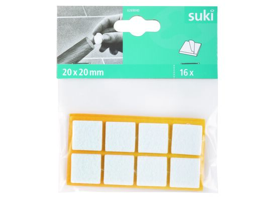 Podkladki filcowe 20 x 20 mm przyklejane białe 16 szt. suki