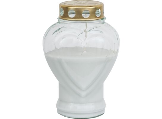 Znicz zalewany serce 18,7 cm biały