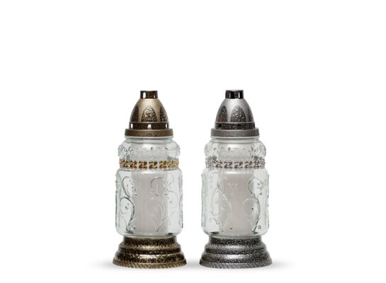 Znicz szklany R-571a 26 cm złoty, srebrny