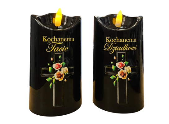 Świeca LED czarna 12,5 cm, personalizowana tata/dziadek, CORTINA POLAND