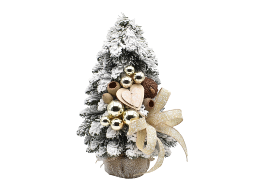 Choinka stożkowa ośnieżona dekorowana 40 cm prosecco błysk