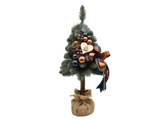 Choinka na kołeczku sebrzysta dekorowana 65 cm Midnight