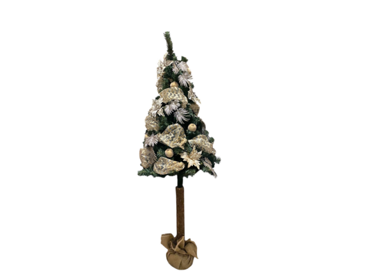 Choinka sztuczna dekorowana na pniu 180 cm szampańska