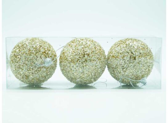 Bombki styropianowe 8 cm złote brokat 3 szt.