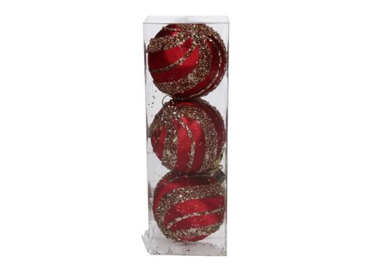 Bombka styropianowa 8 cm czerwono-złota 3 szt.
