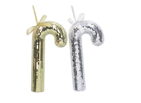 Zawieszka styropianowa laska 19 cm srebrny/złoty