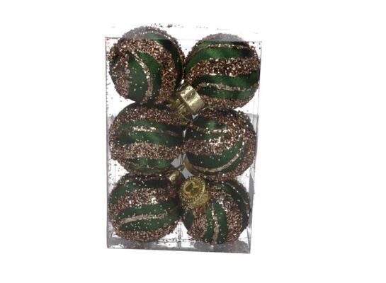 Bombka styropianowa 6 cm zielono-złota 6 szt.