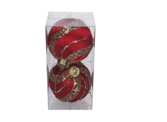 Bombka styropianowa 10 cm czerwono-złota 2 szt.