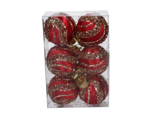Bombka styropianowa 6 cm czerwono-złota 6 szt.