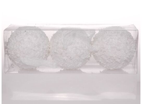 Bombka styropianowa 8 cm biała kula śnieżna 3 szt.