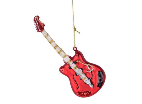Bombka szklana gitara 14,2 cm czerwona