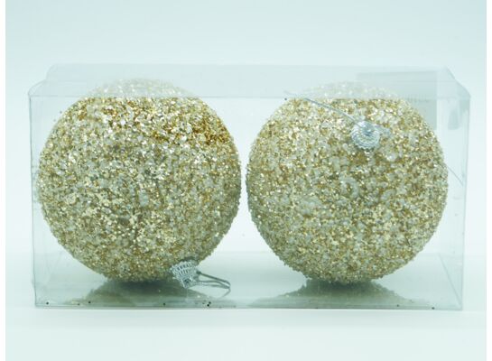 Bombki styropianowe 10 cm złote brokat 2 szt.
