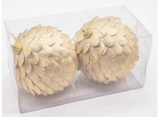 Bombki styropianowe 10 cm złote szyszka 2 szt.