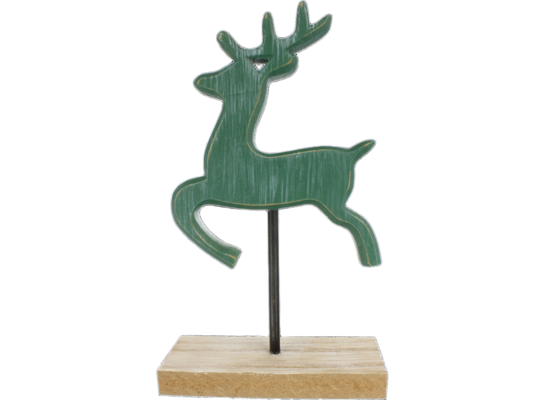 Renifer drewniany 15 cm zielony